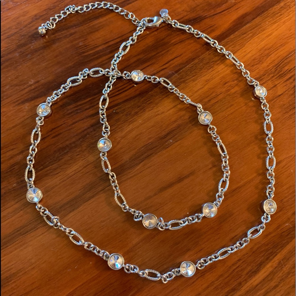 Circle Rhinestone Chico’s Silver Necklace